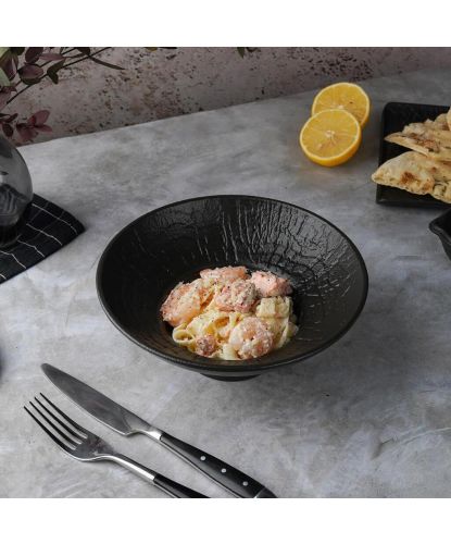 Тарелка глубокая 150 мл d 20 см h7,5 см для пасты, для супа Black Raw Wood P.L. Proff Cuisine [4] (2)