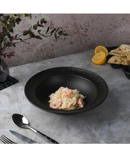 Тарелка глубокая 900 мл d 27 см h7,5 см для пасты, для супа Black Raw Wood P.L. Proff Cuisine [2] (2)