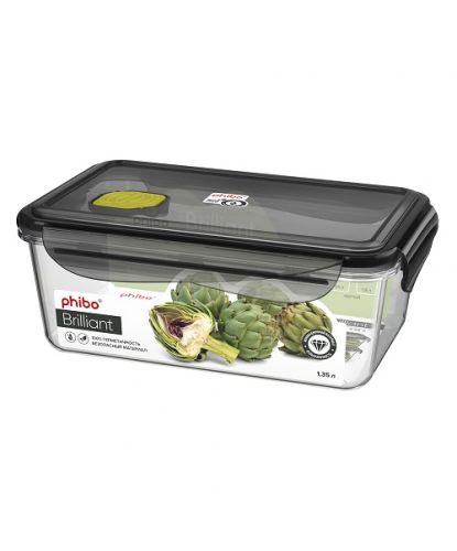 Контейнер для продуктов прямоуг.  1,35 л. 19,5*12,5*7 см. герметичный с клапаном "Бриллиант"/1/12/ (1)