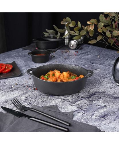 Блюдо овальное 18,5*15 см h5,3 см 850 мл с ручками Smooth Black Raw Stellar P.L. Proff Cuisine [4] (4)