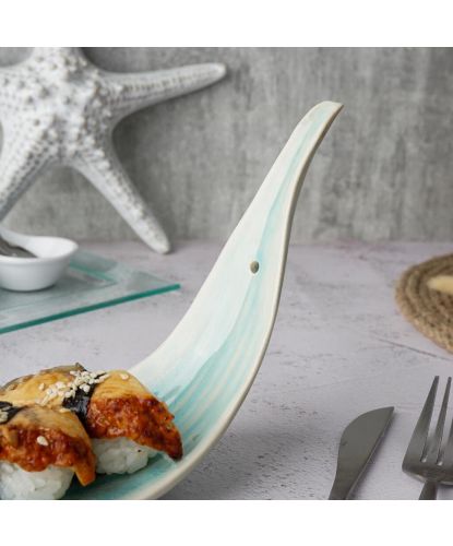 Блюдо для подачи 21*7,4 см h13,5 см Sea Blue Leaf Frutti di Mare P.L. [1] (5)