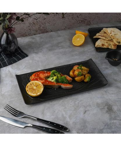 Блюдо прямоугольное 29,5*14,8 см h2 см с бортами Side Up2 Black Raw Wood P.L. Proff Cuisine [4] (2)