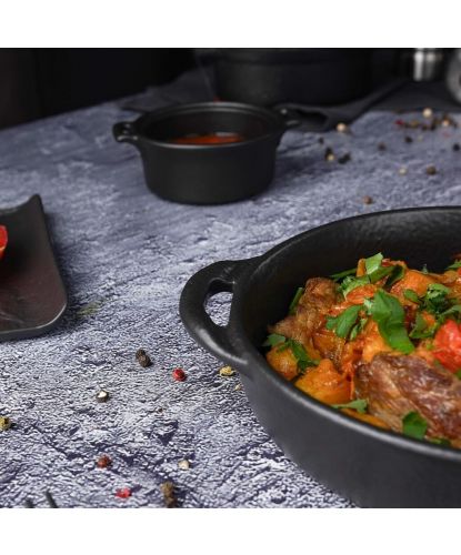 Блюдо круглое 18 см h4 см 570 мл с ручками Smooth Black Raw Stellar P.L. Proff Cuisine [4] (5)