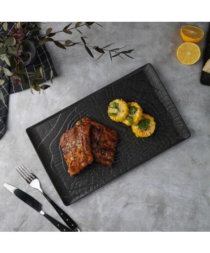 Блюдо прямоугольное 33,5*20,5 см с бортами Side Up2 Black Raw Wood P.L. Proff Cuisine [2] (5)