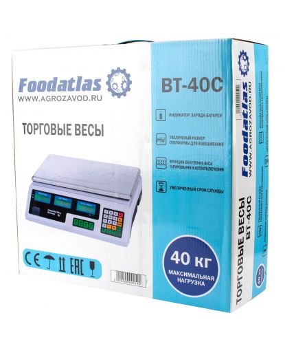 Торговые весы Foodatlas 40кг/2гр ВТ-40С (9)