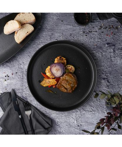 Тарелка с бортом d 27 см h2,8 см Smooth Black Raw Stellar P.L. Proff Cuisine [3] (11)