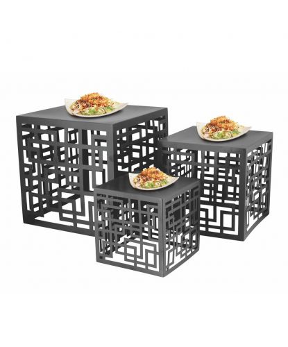 Подставка фуршетная стойка 15,5*15,5 см h15,5 см квадрат матовая Black перфорация металл P.L.  (1)