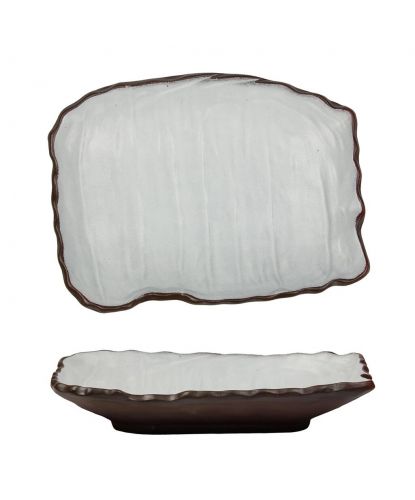 Блюдо прямоугольное 26*20 cм h3 cм 450 мл Crush White Matt New Brown Taiga P.L. [1] (2)