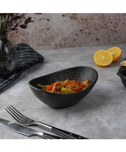 Салатник 300 мл овальный 16*12 см h6 см Black Raw Wood P.L. Proff Cuisine [6] (3)