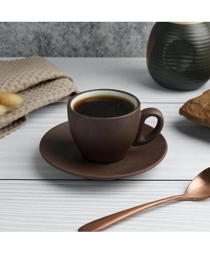 Кофейная пара 100 мл d 6,3 см h5,2 см White Matt New Brown Taiga P.L. Proff Cuisine [8] (3)