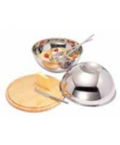 Блюдо для подачи d 30 см дерево с нерж. крышкой салатником h14 см P.L. Proff Cuisine (2)