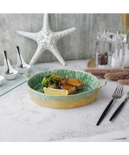 Блюдо для подачи 25,5*22,7 см h4 см 800 мл с ручками Green Frutti di Mare P.L. [1] (11)